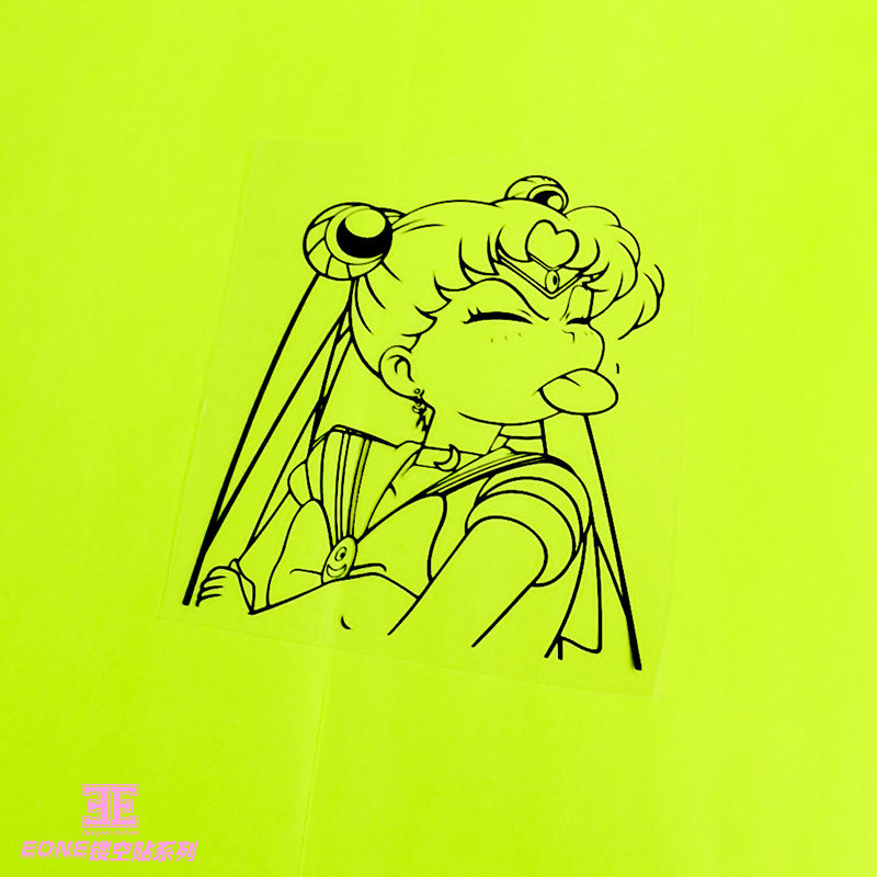 eone镂空车贴美少女战士水冰月卡通可爱吐舌车身玻璃机箱防水贴纸