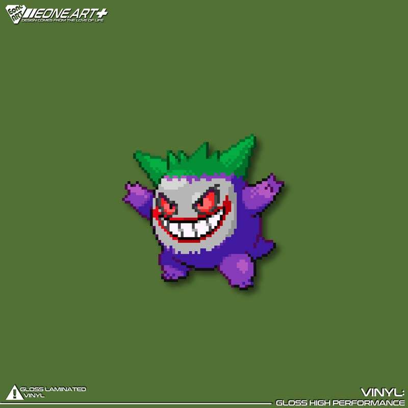 eone反光车贴掌游 pokémon宝可梦像素风耿鬼小丑joker合体防水贴