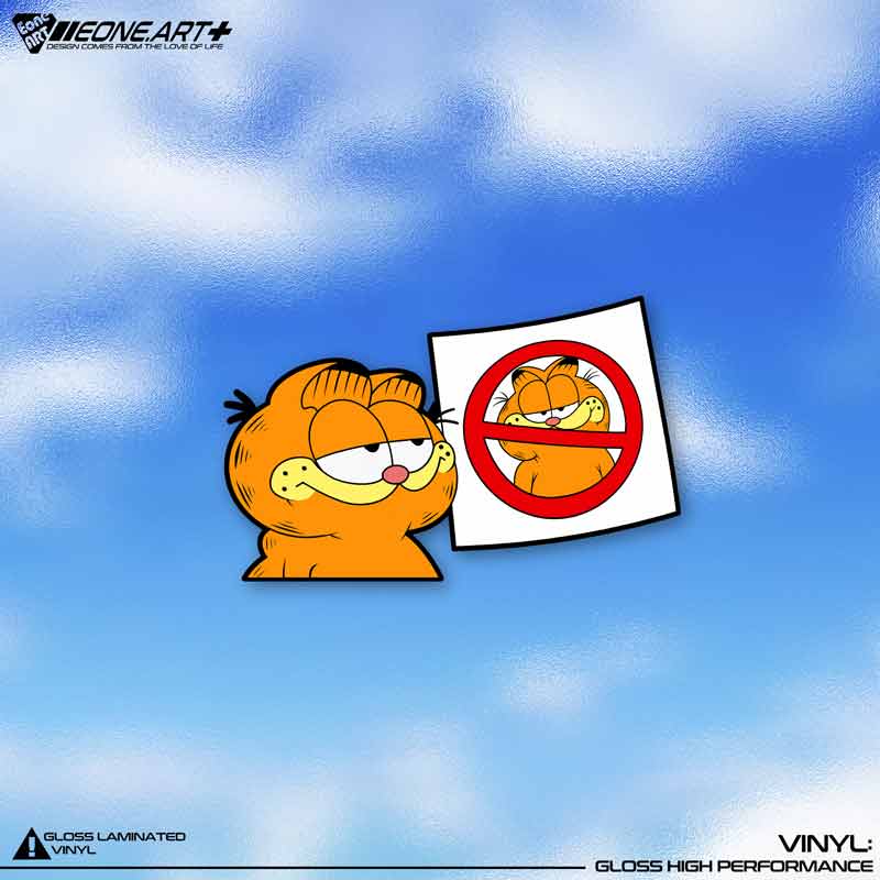 eone反光车贴加菲猫冷静笑对禁止自己警示玻璃漆面室内外防水贴纸