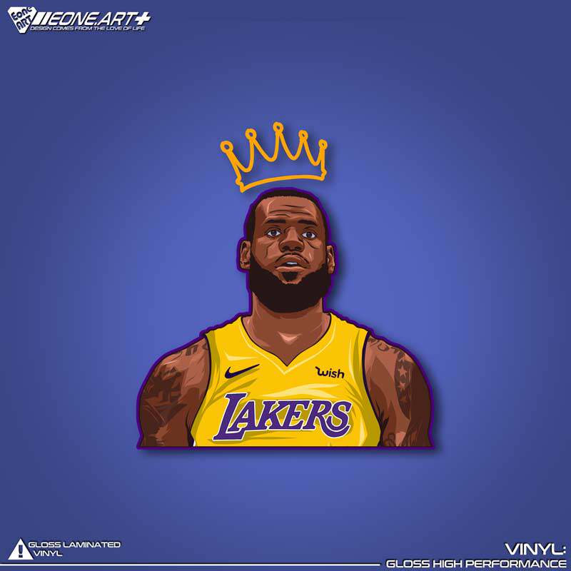 eone反光车贴 nba詹皇湖人詹姆斯头顶镂空皇冠半身像防水贴纸贴画