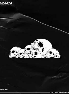 EONE镂空车贴 TATOO风格机车骷髅头骨车身玻璃电动车机箱防水贴纸