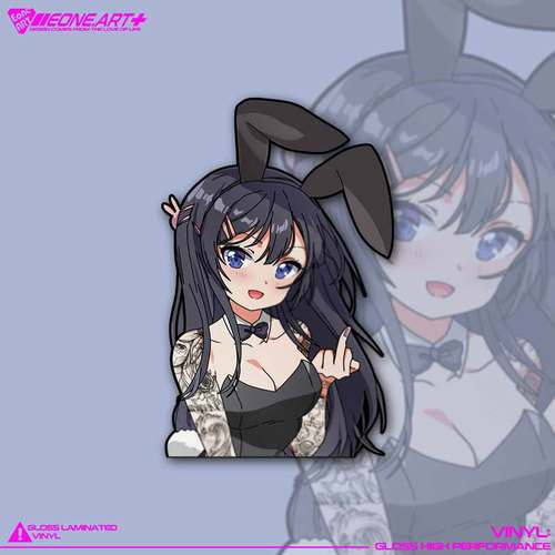 美女可爱兔女郎花臂纹身反光贴纸