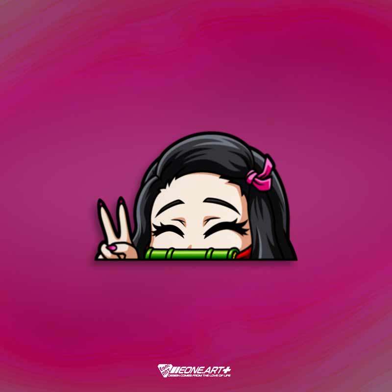 eone反光车贴鬼灭之刃灶门祢豆子可爱胜利手势室内外玻璃漆面贴纸