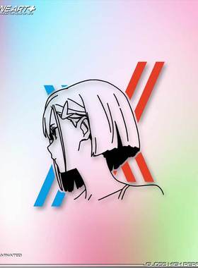 EONE反光车贴神秘少女ZERO TWO 零二都市KISSING防水镂空贴纸拉花