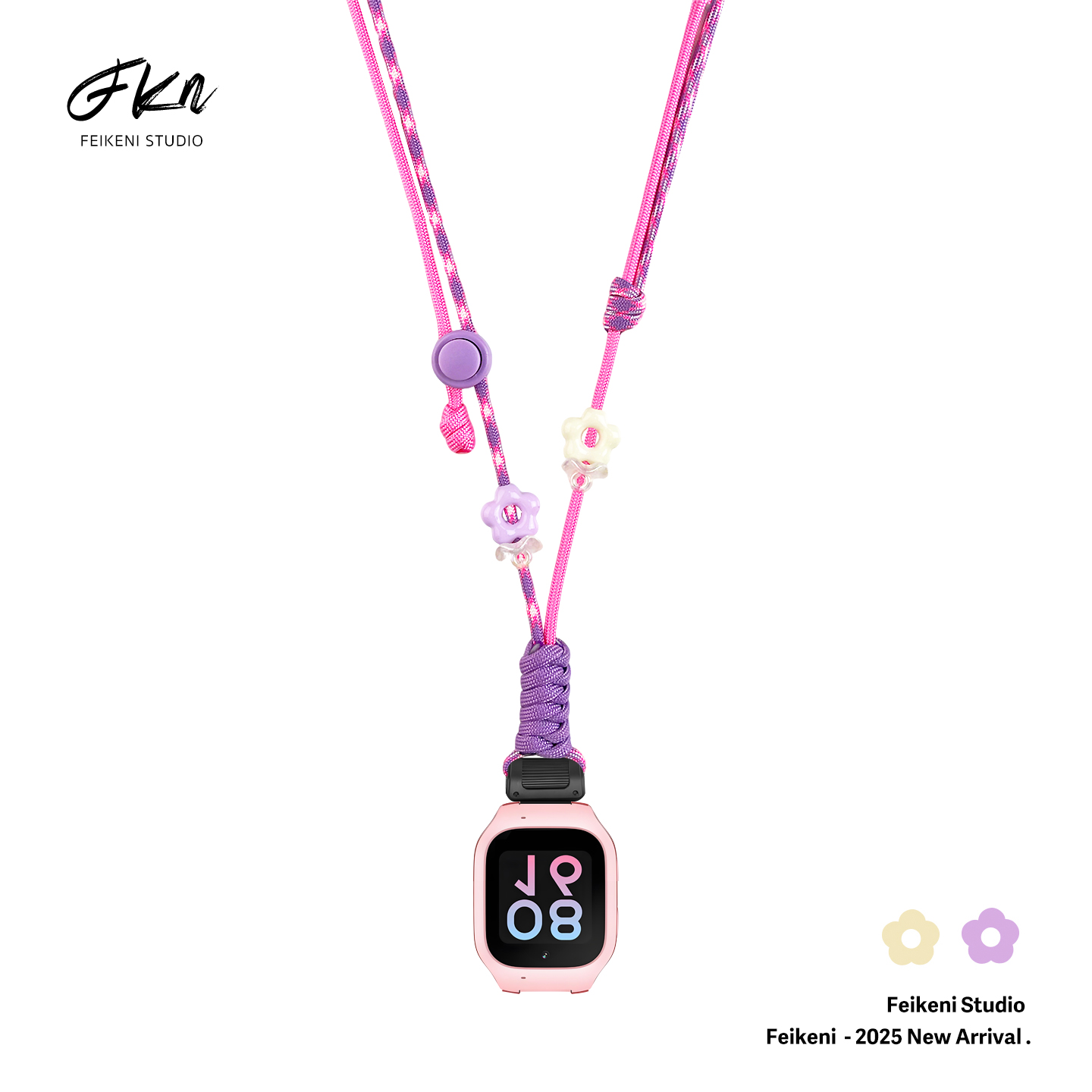 小清新原创花朵编织适用于小米米兔儿童电话手表7/7A/7X手工编制绳6/6X/6C挂脖绳5C调节手表配件4C新款防摔S1