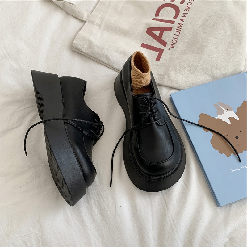 大头皮鞋女日系jk厚底系带小皮鞋女韩版百搭英伦风2024年春秋新款