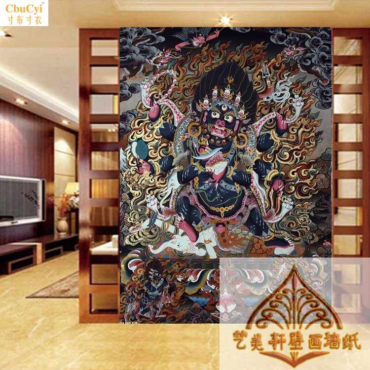大型壁画墙纸西藏唐卡民族风传统文化墙布佛堂藏式佛唐卡玛哈嘎拉|ruв категории награду материалов, обои, Настроить фрески - от Buy2taobao.com для оказания профессиональной услуги покупки агента Taobao