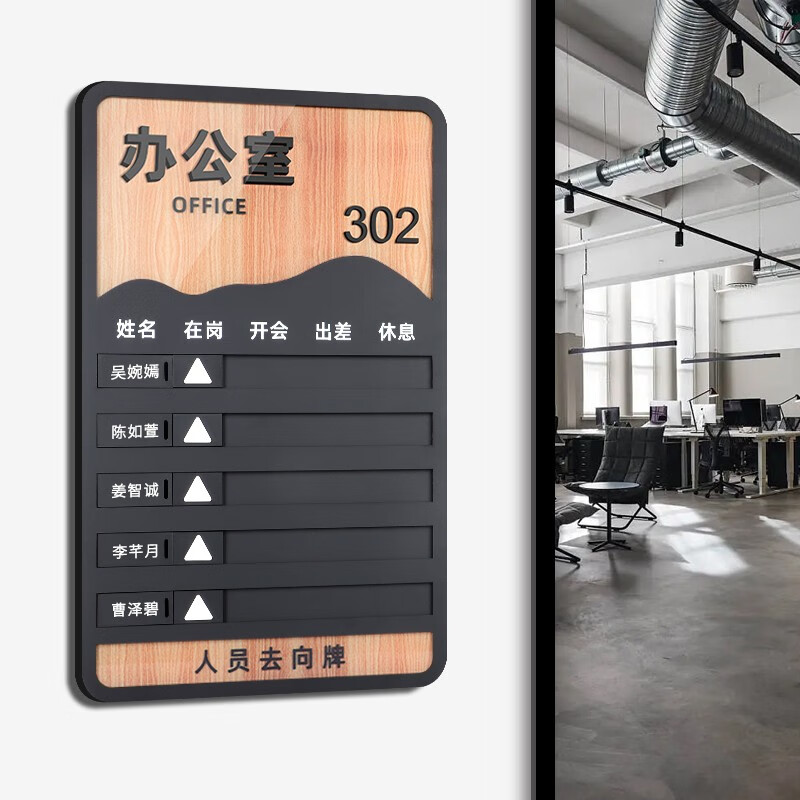 高档立体木纹办公室人员去向牌亚克力工作岗位指示牌标识牌公司员