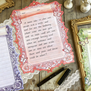 欧式复古英文四线三格硬笔书法纸加厚异形彩色高级好看英语培训班学生创意钢笔书写练字比赛作品展示专用卡纸