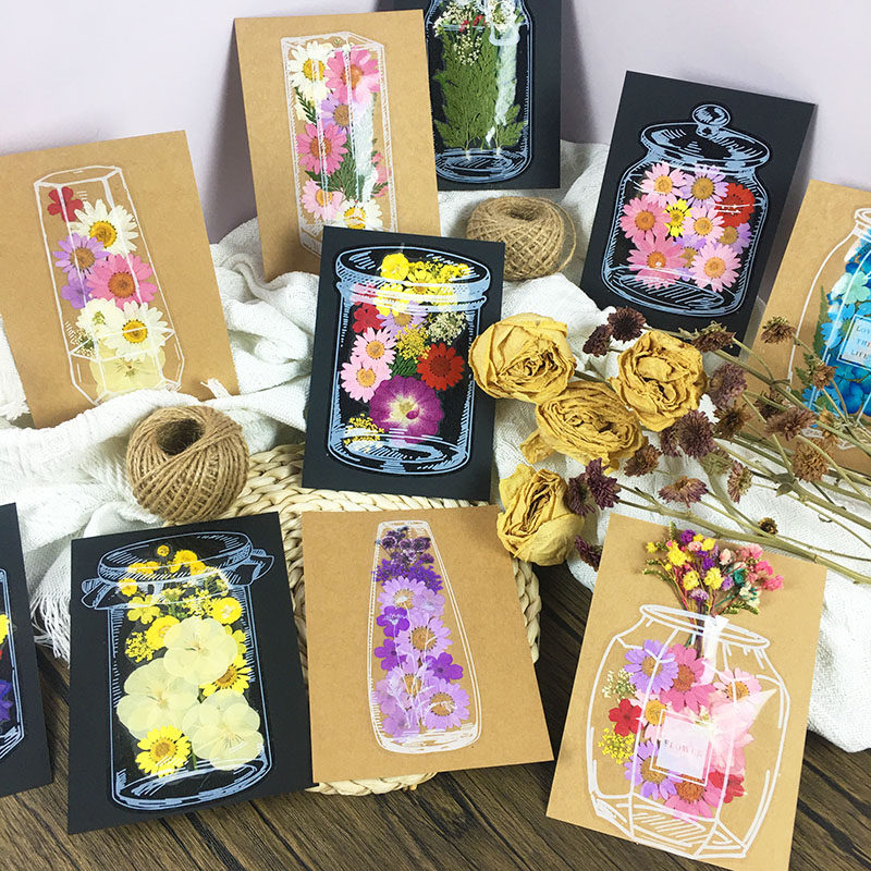 感恩圣诞节儿童生日diy贺卡材料包邀请函高级感幼儿园学生手工压花干花卡片自制明信片装饰卡纸送老师礼品卡