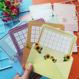 家长会异形贺卡创意彩色信封式花束田字格硬笔书法纸儿童小学生古诗词书写创作练习作品纸送老师感恩祝福礼物