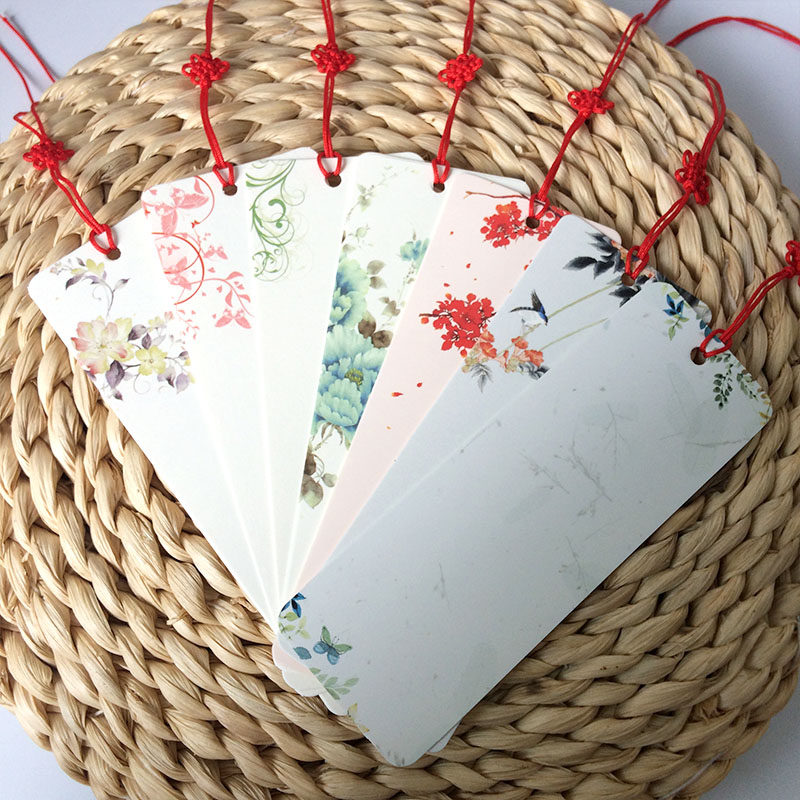 中国结水彩空白书签自制手绘卡片diy手写硬笔书法复古风制作素材材料