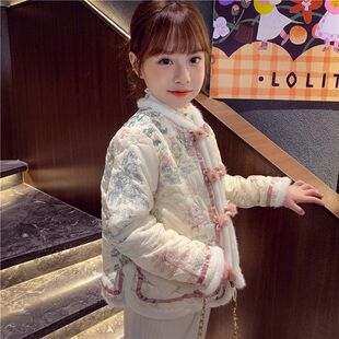 女童中国风唐装棉袄冬装2026新款加绒保暖上衣小女孩加厚年服外套