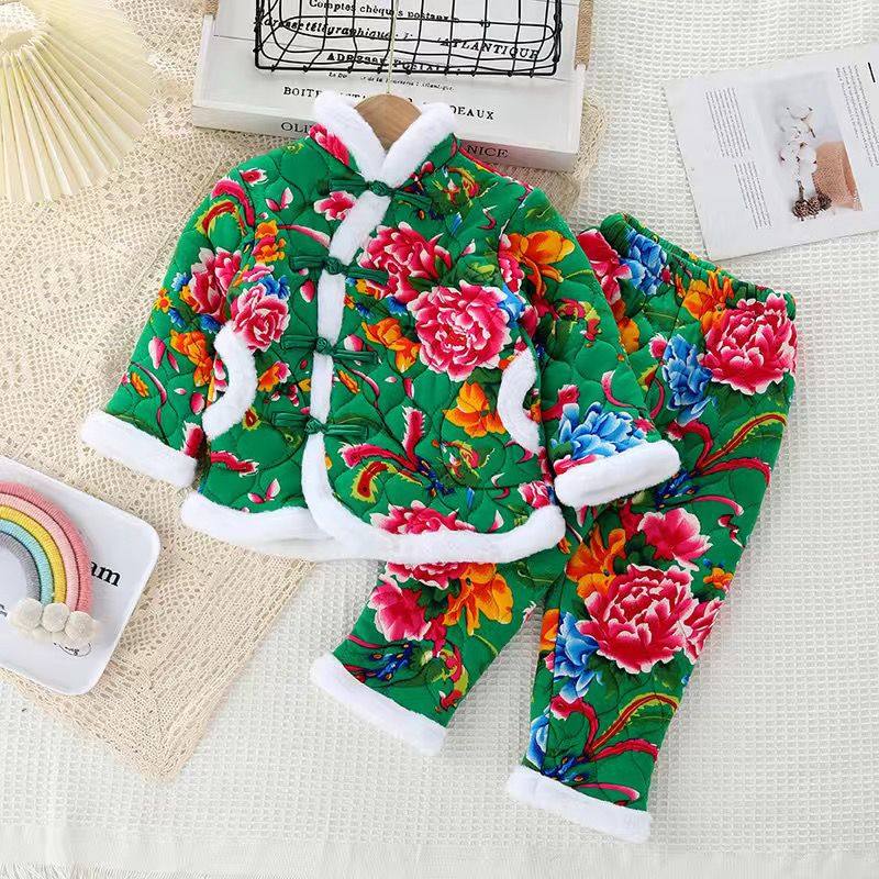 冬季【热卖】网红款男女童东北大花套装棉服棉袄棉裤花袄套装,童装/婴儿装/亲子装,儿童运动套装,淘宝优惠券,粉丝福利购,淘宝优惠卷