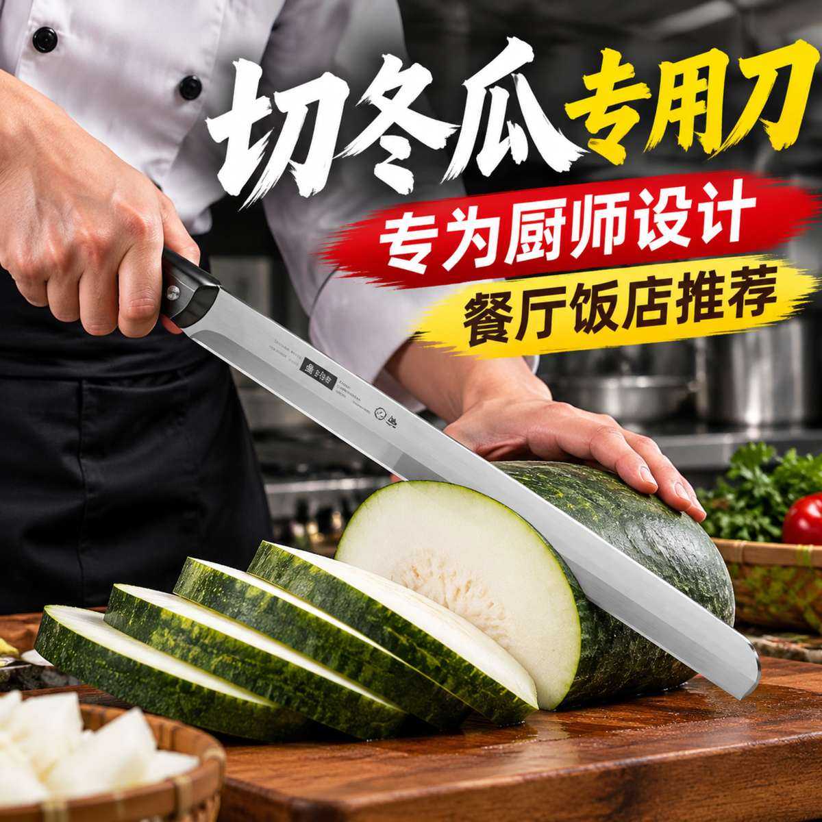 切冬瓜专用刀厨师刀家用实木