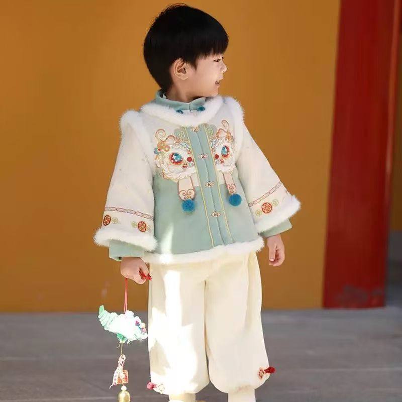 儿童汉服拜年服唐装新款男童宝宝过年喜庆周岁礼服加厚冬季两件套,童装/婴儿装/亲子装,汉服,淘宝优惠券,粉丝福利购,淘宝优惠卷