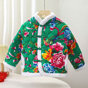 儿童网红花棉袄男女童棉服棉袄民族风东北大花袄棉衣拜年服加厚