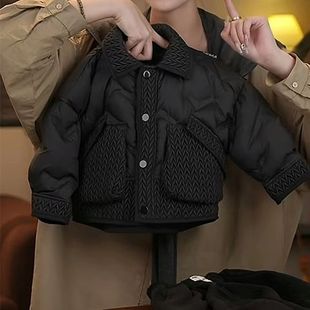 儿童羽绒棉2025冬季保暖新款外套韩版洋气老钱风棉服中童时尚潮款