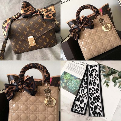lv5&vv20绑包百搭豹纹包手柄缠带丝带气质小丝巾丝带系手提包带女