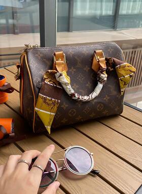 lv5&vv20真丝绑包丝巾老花手提包缠带飘带法棍提手装饰围巾发带女