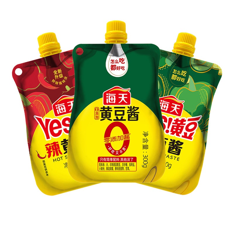 海天yes黄豆酱300g/袋东北大酱蘸料黄瓜拌饭菜辣豆瓣酱挤挤实惠装,粮油调味/速食/干货/烘焙,豆瓣酱/豆酱/黄豆酱,淘宝优惠券,粉丝福利购,淘宝优惠卷