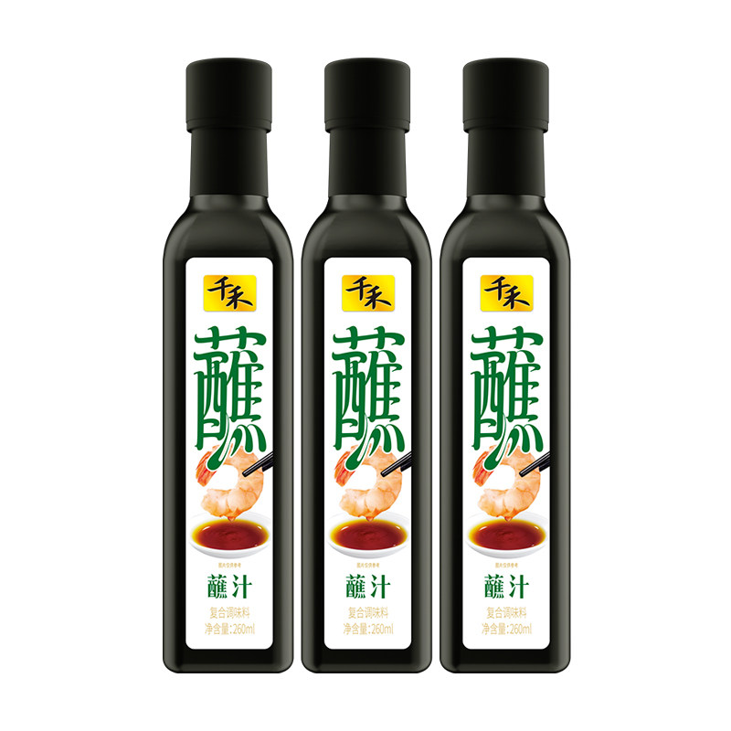 千禾蘸汁260ml 瓶装凉拌菜水果沙拉饺子海鲜点蘸0脂肪复合调味品