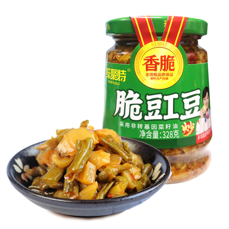 味聚特脆豇豆328g实惠大瓶装四川特产红油麻辣酸豆角小咸菜下饭菜