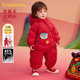 童装 巴拉巴拉婴儿羽绒服连体衣宝宝红色拜年冬装 2024新款 外出抱衣