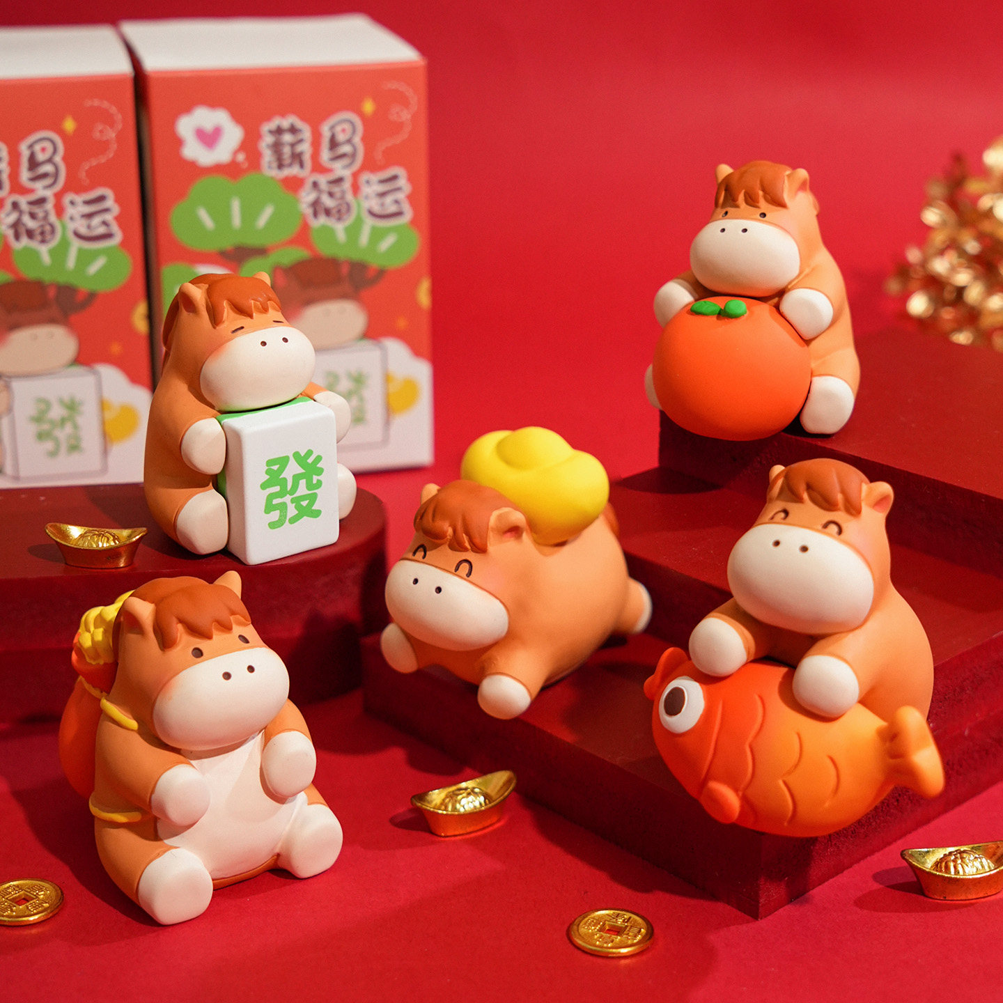 2026马年薪马福运摆件马年车载装饰摆件新年马上发财家居饰品摆件