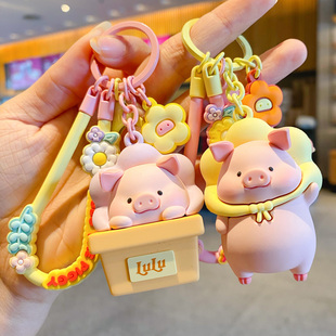 新款 罐头猪卡通汽车钥匙扣可爱猪猪公仔背包包挂件情侣钥匙扣挂饰