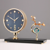 高端座钟现代轻奢客厅台式 摆件时钟家用台钟时尚 创意静音石英钟表