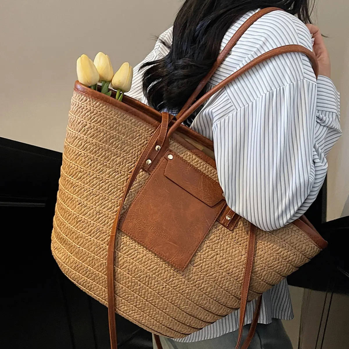 旅行度假风草编包包女2025夏新款