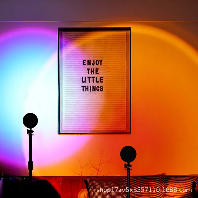 源头网红夕阳灯投影灯RGB带遥控APP手机控制彩虹炫彩拍照夕阳色5W