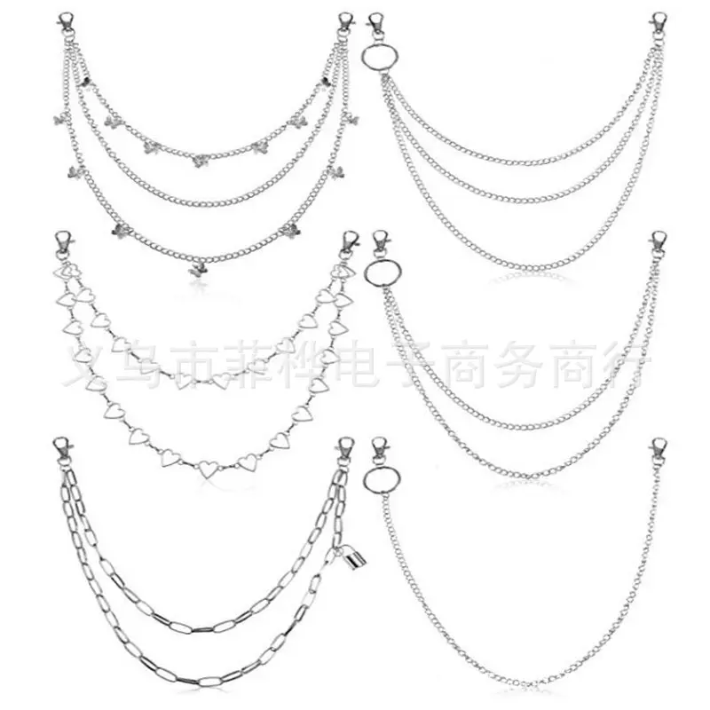 欧美饰品  朋克摇滚金属圆环腰饰 蝴蝶锁型钥匙扣裤链现货腰链K10