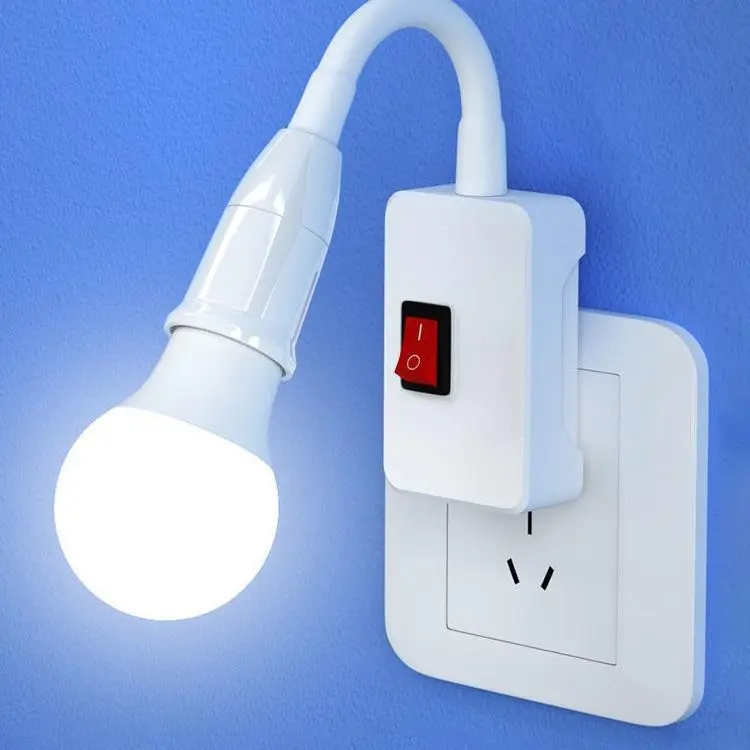 插座灯泡直插式带开关插电灯led家用超亮卧室客厅节能墙壁插头灯