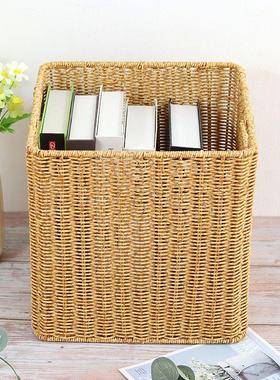 凰图工艺新款热销手工仿藤编织正方形杂物收纳筐pp藤编收纳篮PPCD