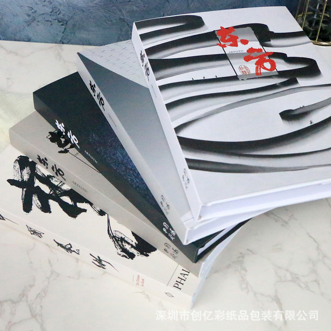 27cm封套式样板房别墅酒店样板房装饰书硬壳翻面精装道具书设计纸