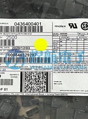 molex连接器 43640-0401 436400401 胶壳4P 原装现货 一个起拍