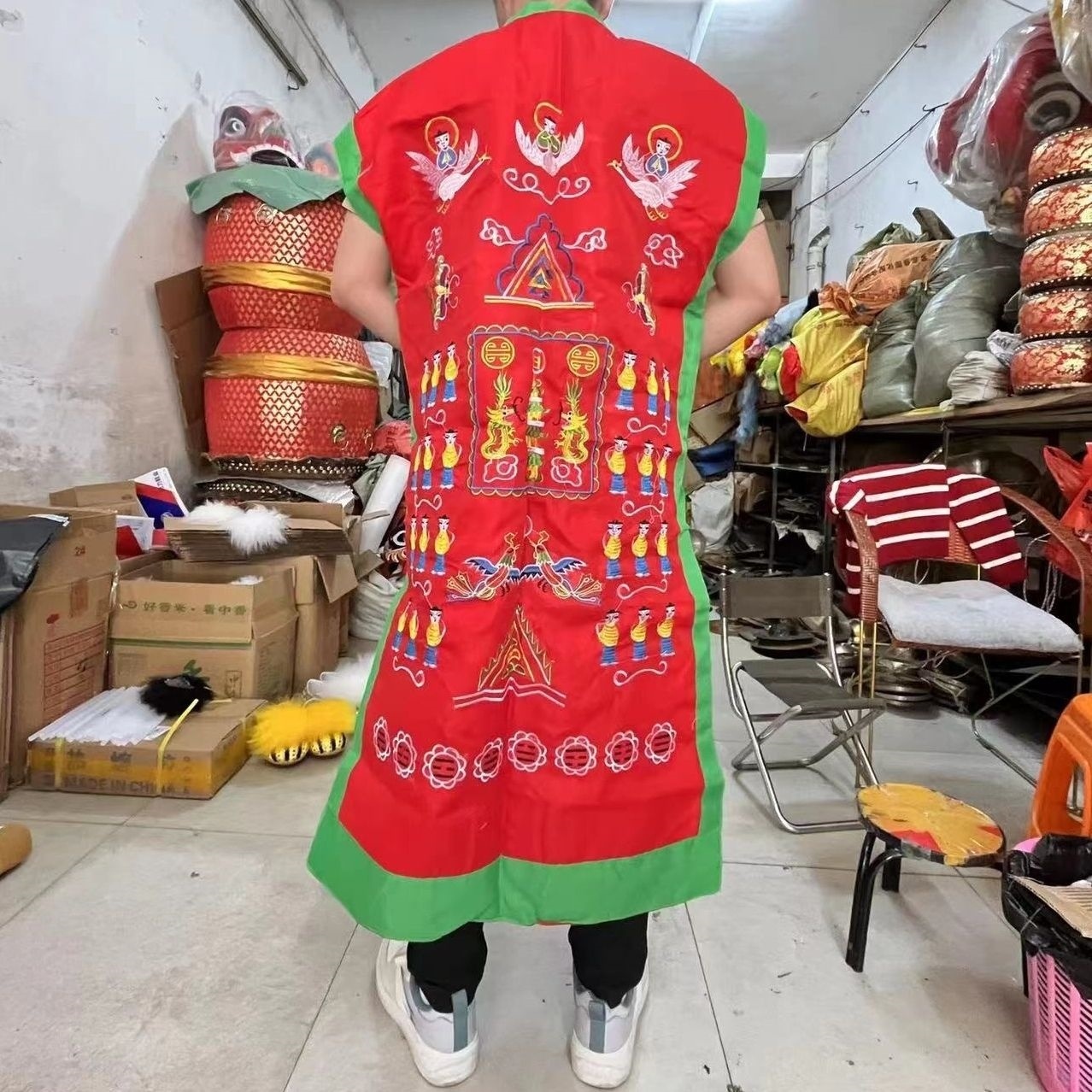 新款二十四真人服装双龙无袖龙袍法衣八卦道袍功法衣朝衣香衣用品