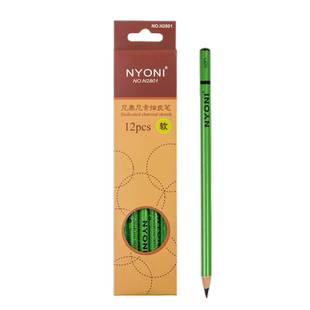 尼奥尼素描速写炭笔正品套装素描碳笔美术生专用软碳特软性绿杆绘画铅笔用品14B中硬专业速写中性的碳铅