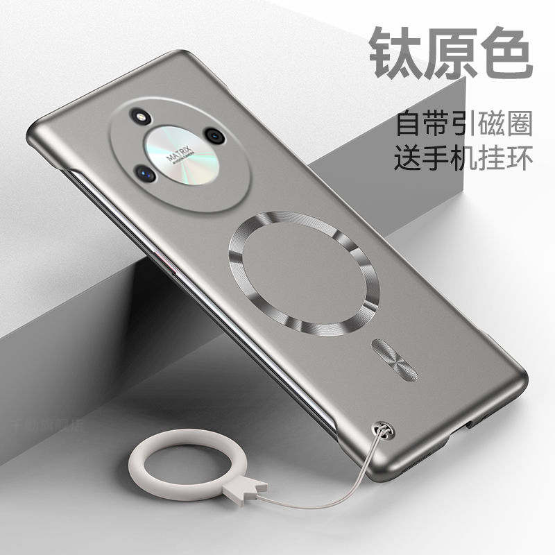 适用华为荣耀x50手机壳x50pro保护套新款磁吸无边框x50i超薄半包硬壳honor金属质感x50i+带挂环x50gt磁吸外壳