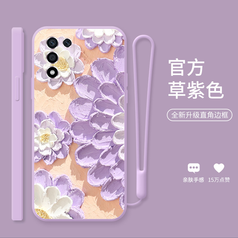 适用oppok10手机壳k9s时尚油画k10pro直边液态k9pro新品k9spro文艺oppok10田园花朵k9s创意女款保护软壳
