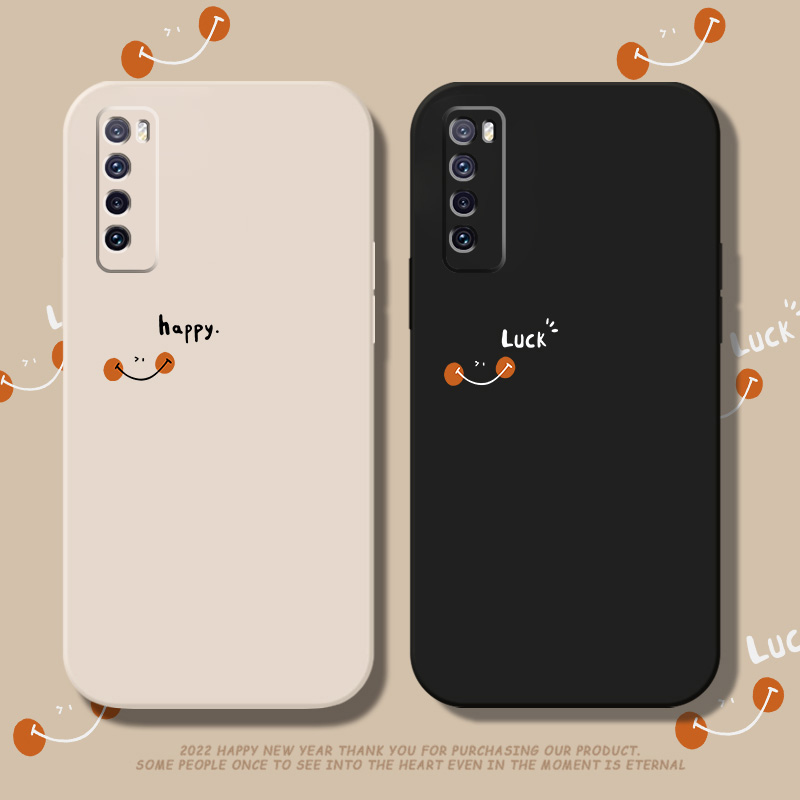 适用华为nova7手机壳nova7pro液态硅胶nova6全包防摔nova7se男女软外壳nova6se保护套happy英文笑脸网红同款