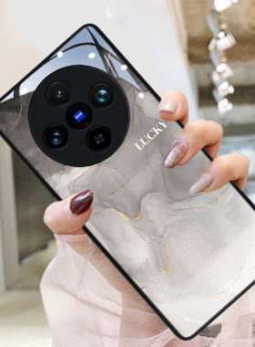 金箔水墨适用vivox100pro手机壳VIVO x100新款vivox90网红ins风pro玻璃80全包70保护套60紫色s18女简约男高端