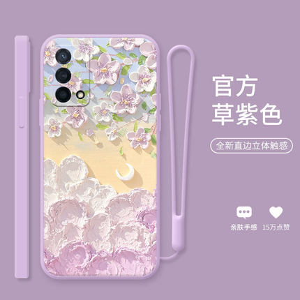 田园花朵适用OPPOK9手机壳时尚油画oppo液态硅胶k9x镜头全包k9s保护套k9pro直边防摔k7新品k7x外壳k9女ins风