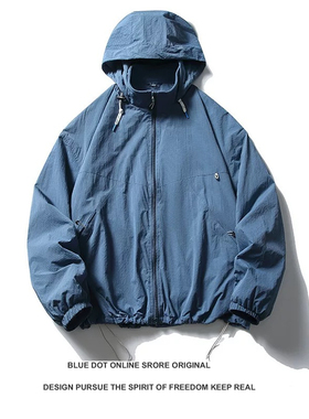 日系秋冬季潮牌户外防泼水隐藏帽立领冲锋衣男女加绒加厚夹克外套