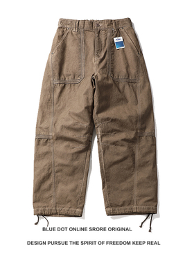日系复古做旧水洗伐木工装裤男春季cleanfit直筒阔腿锥形休闲长裤