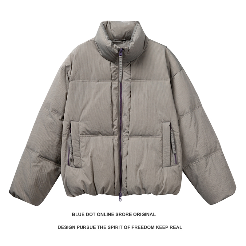 日系青年户外立领保暖羽绒服90白鸭绒防水防风面包服冬季厚款外套