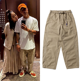 日系复古青年潮牌余文乐工装裤纯色百搭伞兵裤休闲宽松直简长裤