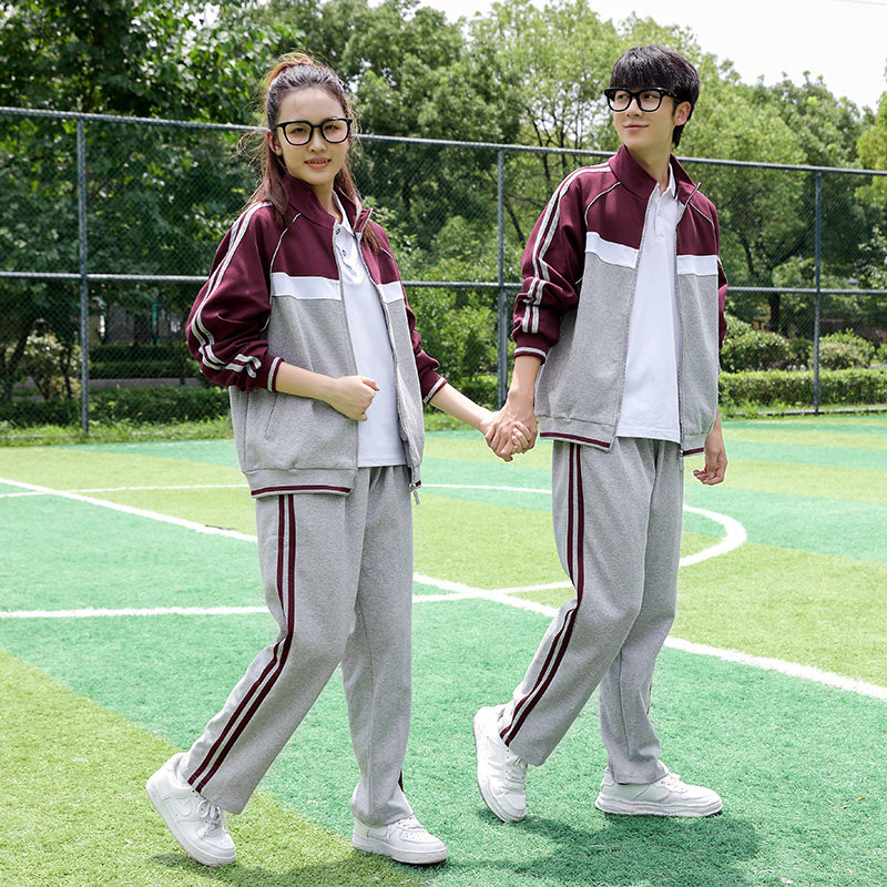 校服套装中学生长袖学院风高中生初中生班服春秋款纯棉小学运动服